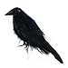 Set of 6 Crows for Halloween Decorations - 4 inches | 3 Standing and 3 Flying | Real Feathers and Wire to Attach
