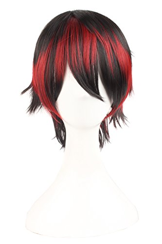 Mapofbeauty mixed color short straight cosplay costume wig (black…