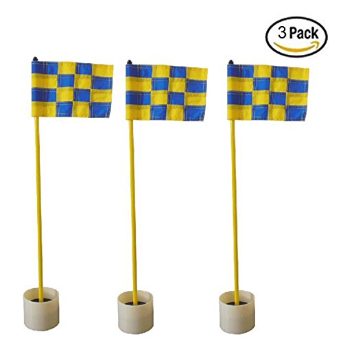 image for CRESTGOLF 3Sets Backyard Practice Golf Hole Pole Cup Flag Stick, 3 Sec