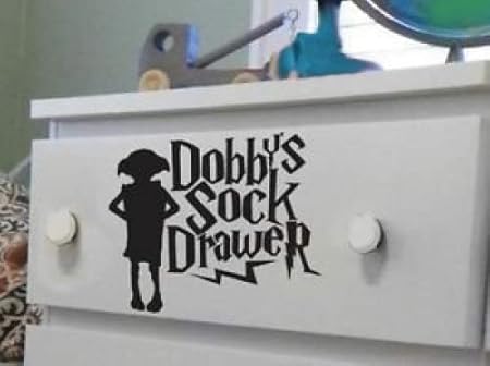 MR WHEEL TRIMS Harry Potter Dobbys Socke Schublade Aufkleber Aufkleber 15 cm x 1 Schwarz