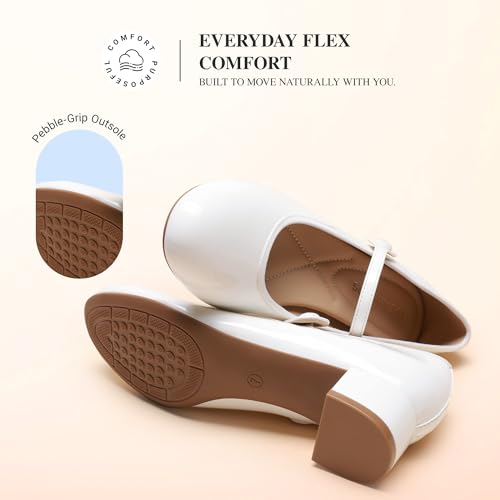 DREAM PAIRS Women's Comfortable Dress Shoes Thick Low Heels Mary Jane Slip on Round Toe Casual Cute Work Shoes
