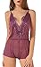 The victory of cupid Eyelash lace deep V-neck America back piece pajamas,Violet,XX-Large