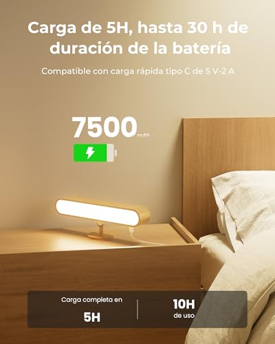 Lampara de Pared Recargable Inalambrica, Juego de 2 Apliques de Pared LED con Control Remoto, Luz RGB 15 Colores, 3 CCT Regulable, Rotación Magnética 360°, Lamparas de Pared Interior de Madera