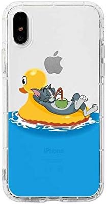 tuehanshop - Funny Cartoon Cat and Mou Phone Ca for iPhone X XR XS Max 6 6S 7 8 Plus Cute Jerry Tom Clear Soft T Silicone Couple Cover Material - for iPhone Xs-Style 233