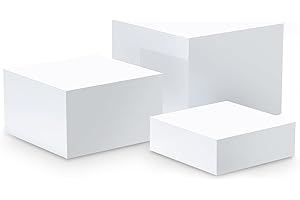 HYQ Buffet Risers, Food Risers for Buffet Table, White Risers for Display Figures Collectibles Jewelry, Acrylic Cube Dessert Table Display Nesting Riser with Hollow Bottoms 6"x7"x8"