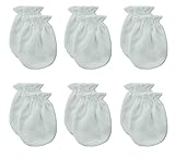 Songbai Newborn Baby Gloves ,Scratch Mittens 100% Cotton(one size, 6 Pairs/pure white)