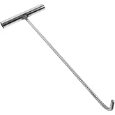 OUNONA Stainless Steel T-Shape Handheld Hook Multipurpose Heavy Duty Lifting Tool for Manhole Covers Rolling Doors Ergonomic Grip Compact Lightweight 14.96 Inch