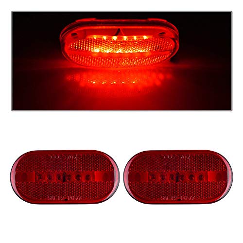 NEW SUN 2PC Trailer LED Clearance Lights 10 LED Bulbs, Red LED Side Marker Light with Reflex Len