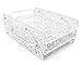 EasyPAG File Organizer Carved Hollow Flower Pattern Design Triple DeskTray,White