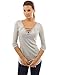 PattyBoutik Women V Neck Lace Up Curved Hem Tunic (Light Gray Medium)