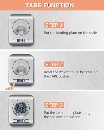 Digital Kitchen Scales with LCD Display and Tare Function, Precise 1 g Measurement for Baking and Cooking, Silver, Mechanical Kitchen Scales