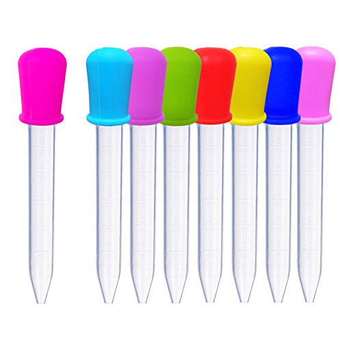 Baby Feeding Dropper Medicine Liquid Dropper Eye Ear Pipette for Candy Molds Science and Crafts 5ml Pack of 8 (8 Colors)