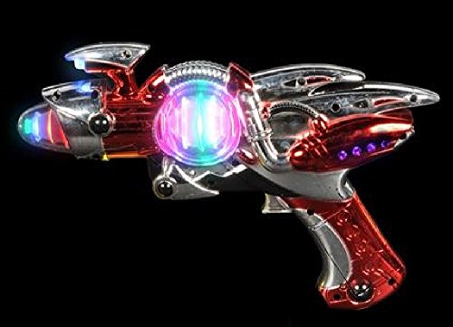 Light- Up Toy Gun - Red Laser Space Gun Blaster Toy -Noise Making -Super Spinning -11 1/2 Inch- For Children, Play Time, Pretend, Parties, Halloween, & Gifts - Kidsco