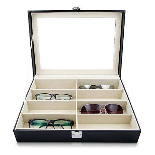 image for VAlink 8 Slot Eyeglass Sunglass Storage Box PU Leather Glasses Display