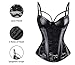 Charmian Women's Steampunk Gothic Lace Corset Bustier Faux Leather Bra Lingerie