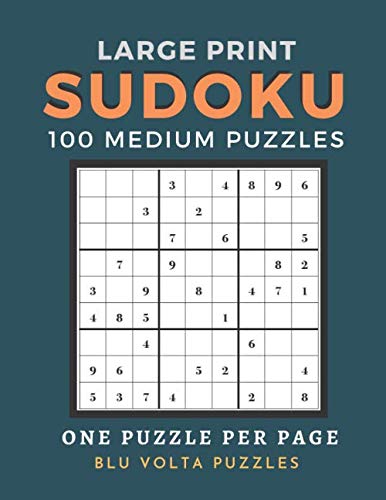 large print medium sudoku 100 medium sudoku puzzles for adults puzzles blu volta senya elliot 9798634497853 amazon com books