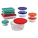 Pyrex Meal Prep Simply Store Glass Rectangular and Round Food Container Set, 18-Piece, Multicolored primary