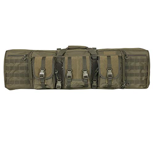 HUNTSEN Tactical Double Long Rifle Pistol Gun Bag Firearm Transportation Case Double Rifle Bag Outdoor Tactical Carbine Cases Water Dust Resistant Long Gun Case Bag (Army Green, 36")
