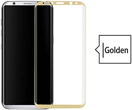 Lendgaga Full Coverage edge screen protector for Samsung Galaxy S8 New Upgrade Strengthen tempered glass screen film with high-definition transparent, anti-foam, 3D touch feel, 9H HD! (Golden)
