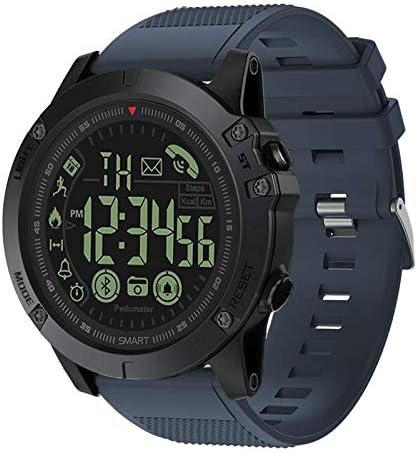 Mens Digital Sports Talking Watch Waterproof Outdoor Military Grade Super Tough Pedometer Calorie Counter Multifunction Bluetooth Smart Watch (Blue)