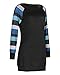OUGES Women's Long Sleeve Round Neck Patchwork Casual Shirt Tops(Black,XL)