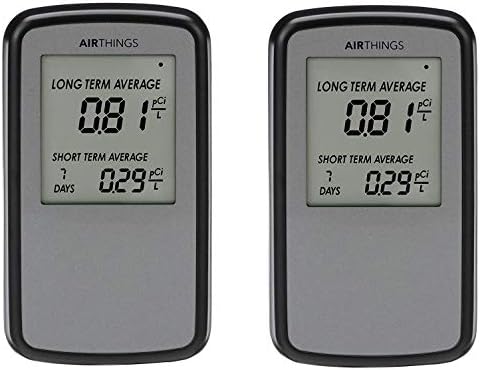 Corentium Home Radon Detector by Airthings 223 Portable, Lightweight, Easy-to-Use, (3) AAA Battery Operated, USA Version, pCi/L (Two Pack)