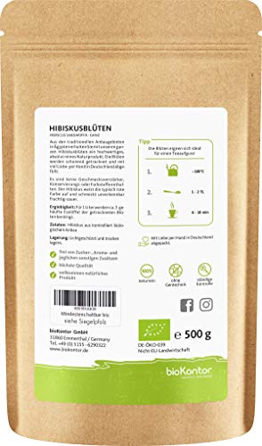 Hibiskusblüten BIO ganz und getrocknet 500g - Premium Hibiskus Tee - Hibiskusblütentee 100% natürlich aus biologischem Anbau - bioKontor – Bild 3