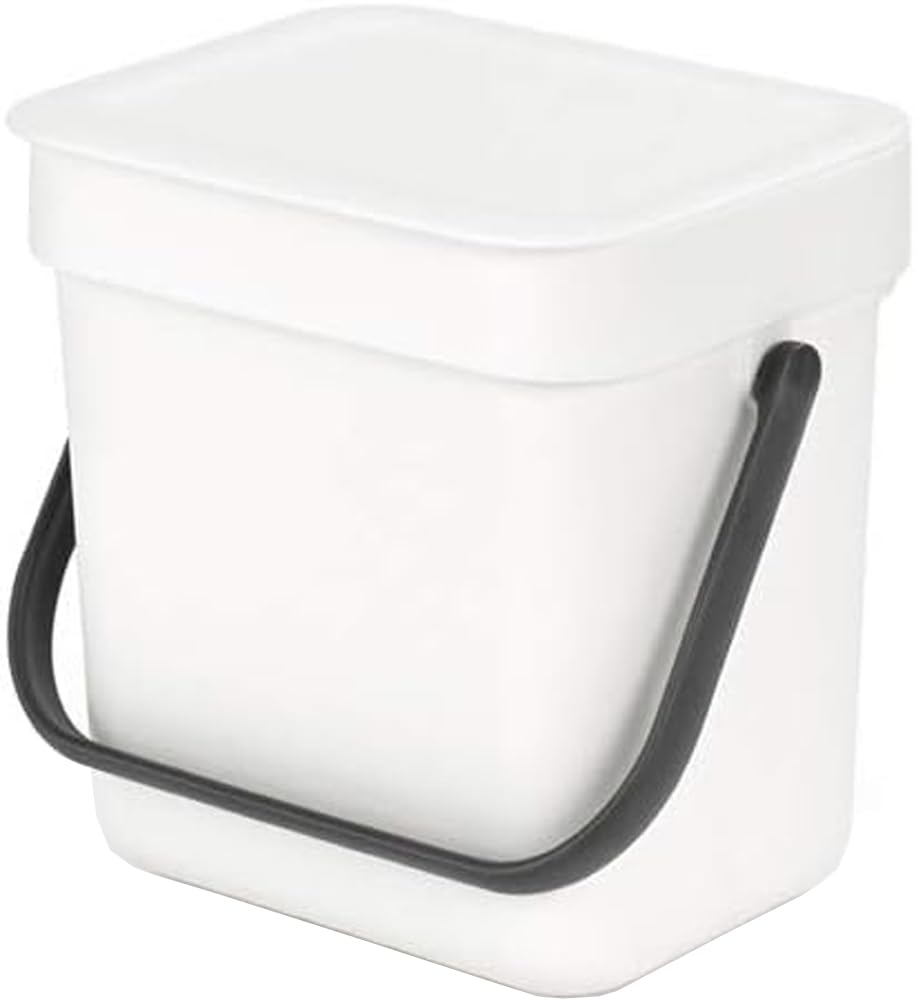 Brabantia 209864 Food Waste Caddy, White, Small, 3 Litre