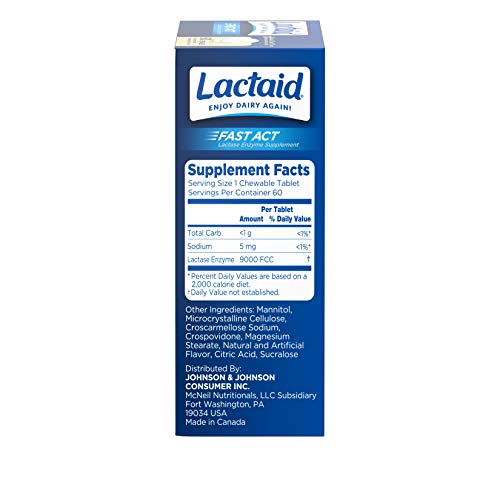 Lactaid Fast Act Lactose Intolerance Relief Chewables with Lactase Enzyme to Prevent Gas
