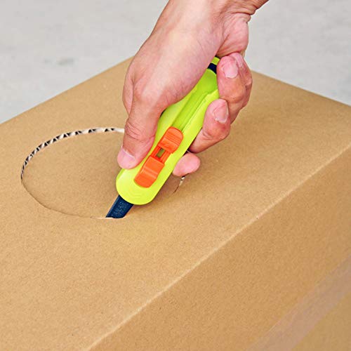CANARY Cardboard Box Cutter Retractable Small Blade, Safety Serrated