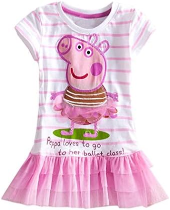SFY New Girls Kids Pink Peppa Pig Pattern Dress Princess Tulle Dress 5 Sizes