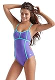 Speedo Women's Missy Franklin Signature Collection Endurance Lite Color Block Tie Back One Piece Swimsuit, Size 28, Wisteria