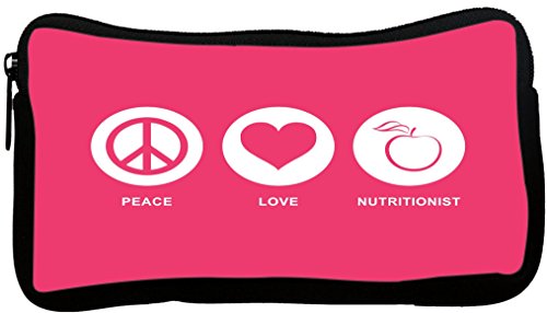 Rikki Knight Peace Love Nutritionist Tropical Pink Color Neoprene Pencil Case (…