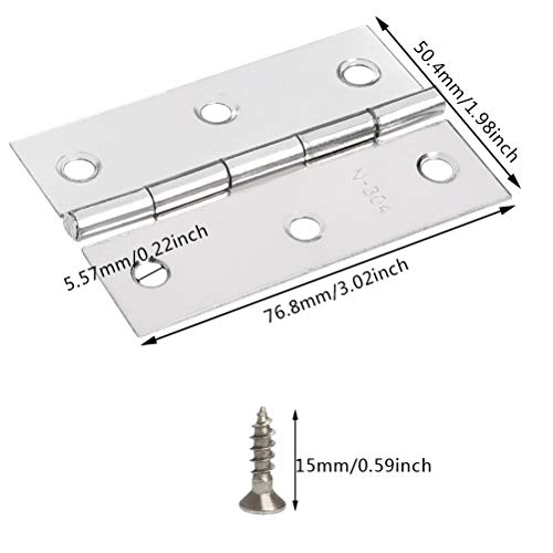 FOCCTS 18 Pack Folding Door Hinges, 2 x 3 inch Stainless Steel Square Butt Hinges for Home Furniture Hardware Closet Door with Enough Screw
