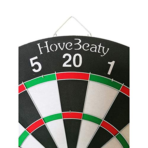 HoveBeaty Dart Board, Dart Game Set with 6 Metal Darts and DoubleSided