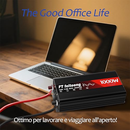 1000W 12V to 240V Pure Sine Wave Inverter,Power Inverter, Stable Output, Dual USB 3.1A Fast Charging, LED Display, 6 Protection Functions, Car Inverter for Camping Emergency