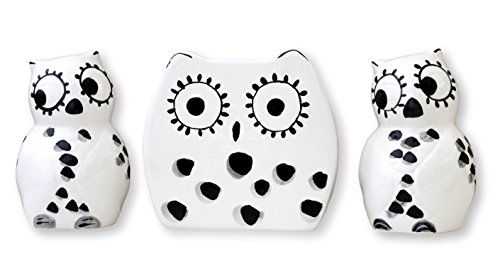 Tuscany Cute Black and White Owl, Ceramic Napkin Holder, Salt and Pepper Set, 81628 by ACK