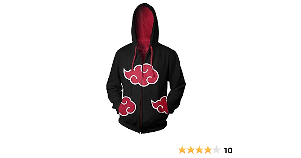 Amazon.com: Naruto Shippuden Akatsuki Rojo Las Nubes adulto Negro cierre de  cremallera Up sudadera con capucha, S, Negro : Ropa, Zapatos y Joyería