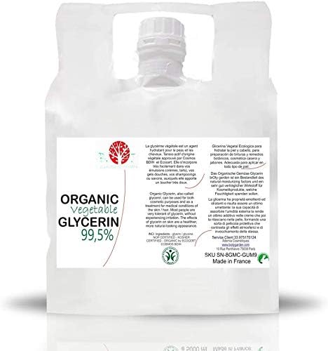 Vegetable Glycerine Certified Organic BIO Glycerol Coconut Derived 100% Natural Moisturiser Skin Hair 2 kg / 4.4 lb Premium EP/BP/USP Pharmaceutical Grade Vegan No GMO