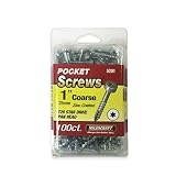 Milescraft 5201 1" Pocket Screws - Coarse - Includes 100 T20 Torx Pan Head Fasteners