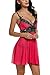 Avidlove Women V Neck Babydoll Strap Lingerie Lace Chemise Teddy Outfits (XXL, Rose Red)
