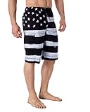 Mens USA Flag Microfiber Hybrid Board Shorts Black XL