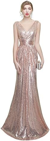 Edith Windsor Women's V-neck Sequins Sparkly Queen of The Night Evening Dress 12 Rose Gold