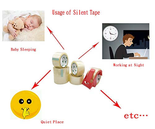 image for No Noise Quiet Clear Packing Tape, Heavy Duty Packaging Tape, Refill R