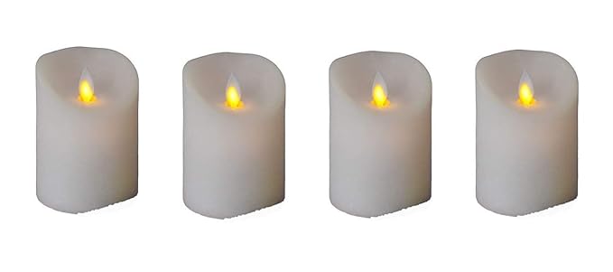 Schlanke & Hochwertige LED Adventskerze mit Wackelflamme - 4er Set - Große Farbauswahl - Weiß - Höhe: 10cm / Ø 7,5cm - Materi
