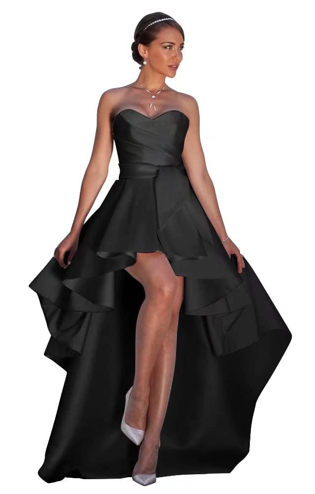 NLQ Satin Prom Dresses for Women Strapless High Low