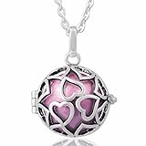 EUDORA Harmony Bola Endless Love Locket Pandent Necklace 20mm Musical Chime Ball & 30'' Chain purple
