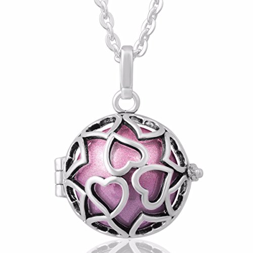 Eudora Harmony Bola Endless Love Locket Pandent Necklace 20mm Musical Chime Ball & 30'' Chain purple