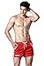 SILKWORLD Men's Running Shorts Pockets Quick-Dry Mesh Beach Shorts, Red, Medium