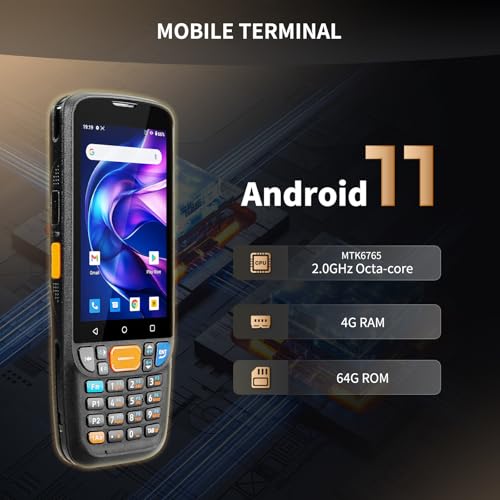 NETUM Android 11 Handheld Barcode Scanner Q500, 4+64GB Mobile Computer, Honeywell HS7 1D 2D Bar Code Scan Engine, 4"Touchscreen with 23 Keys, IP67 Wi-Fi 4G BT NFC PDA for Inventory Warehouse, Retails
